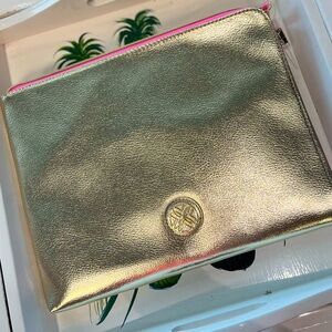 Lilly Pulitzer luxury  gold travel/tablet/storage Zip Pouch  ⭐️Accessory bag⭐️